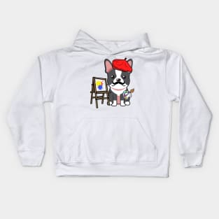 Funny french bulldog is a painter Kids Hoodie